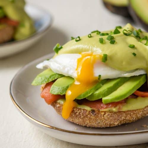 Avocado Eggs Benedict with Avocado Hollandaise - Patricia Bannan, MS, RDN